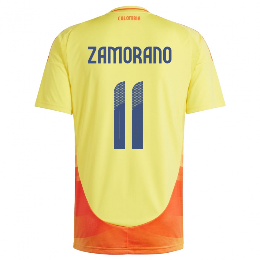 Hombre Camiseta Colombia Mariana Zamorano #11 Amarillo 1ª Equipación 24-26 La Camisa Chile