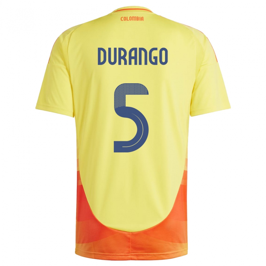 Hombre Camiseta Colombia Lorena Durango #5 Amarillo 1ª Equipación 24-26 La Camisa Chile