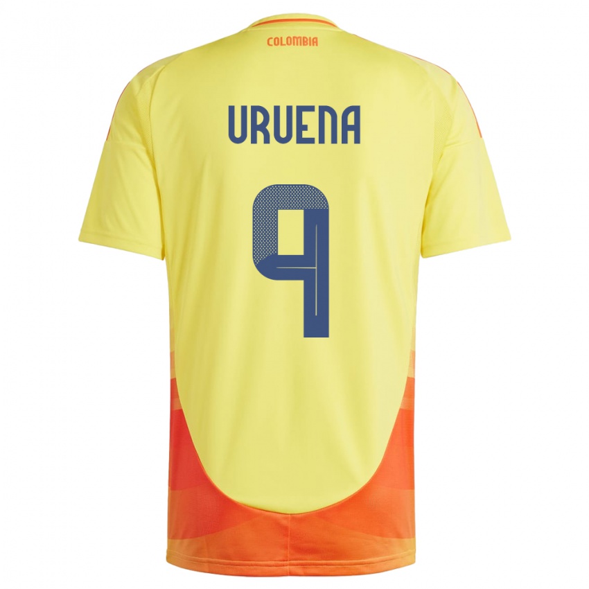 Hombre Camiseta Colombia Gabriela Urueña #9 Amarillo 1ª Equipación 24-26 La Camisa Chile