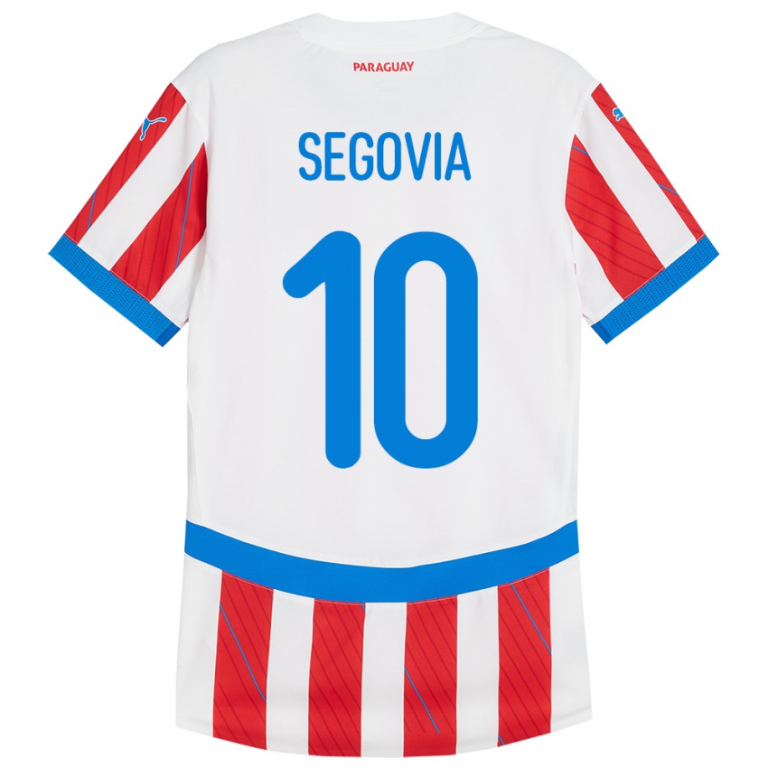 Hombre Camiseta Paraguay Matías Segovia #10 Blanco Rojo 1ª Equipación 24-26 La Camisa Chile