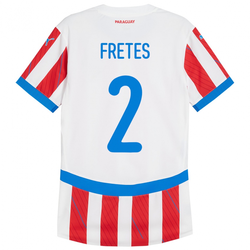 Hombre Camiseta Paraguay Limpia Fretes #2 Blanco Rojo 1ª Equipación 24-26 La Camisa Chile