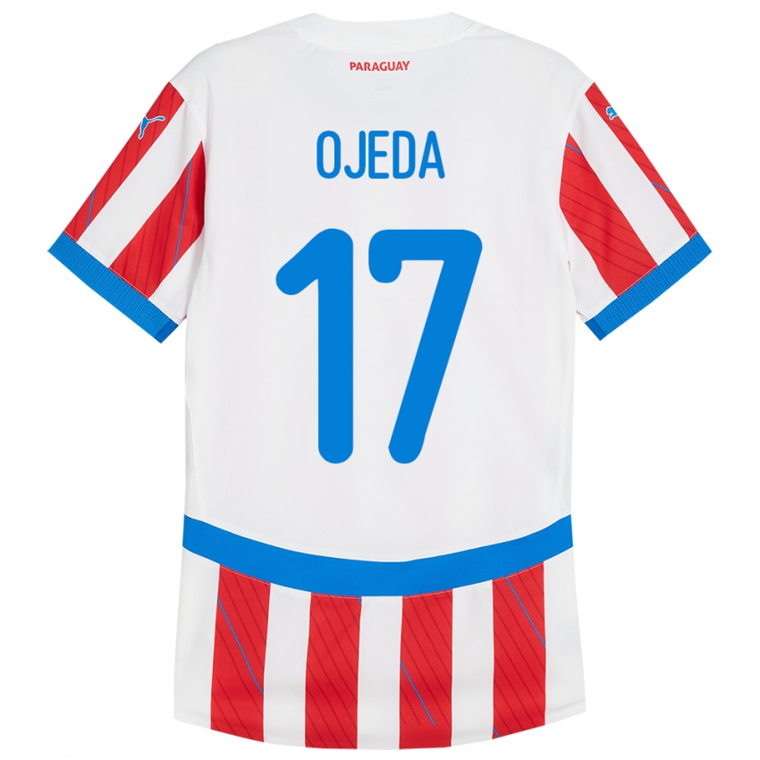 Hombre Camiseta Paraguay Deisy Ojeda #17 Blanco Rojo 1ª Equipación 24-26 La Camisa Chile