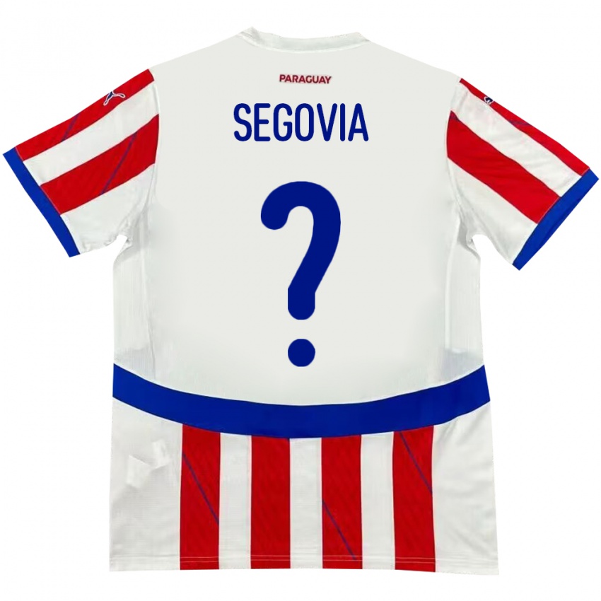 Hombre Camiseta Paraguay María Segovia #0 Blanco Rojo 1ª Equipación 24-26 La Camisa Chile