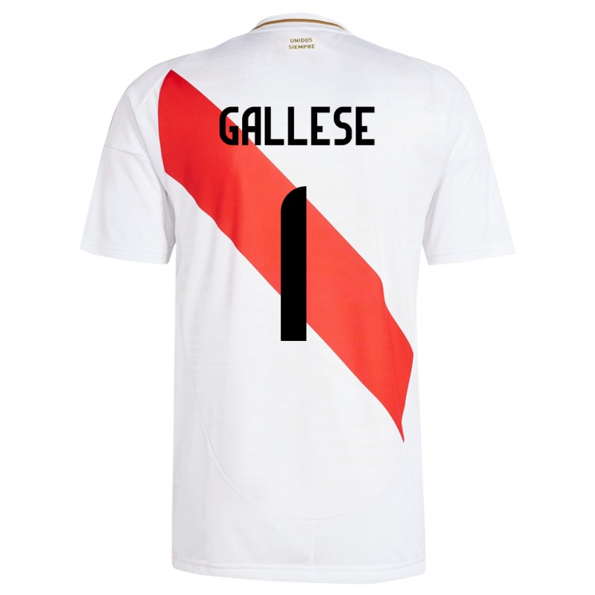 Hombre Camiseta Perú Pedro Gallese #1 Blanco 1ª Equipación 24-26 La Camisa Chile