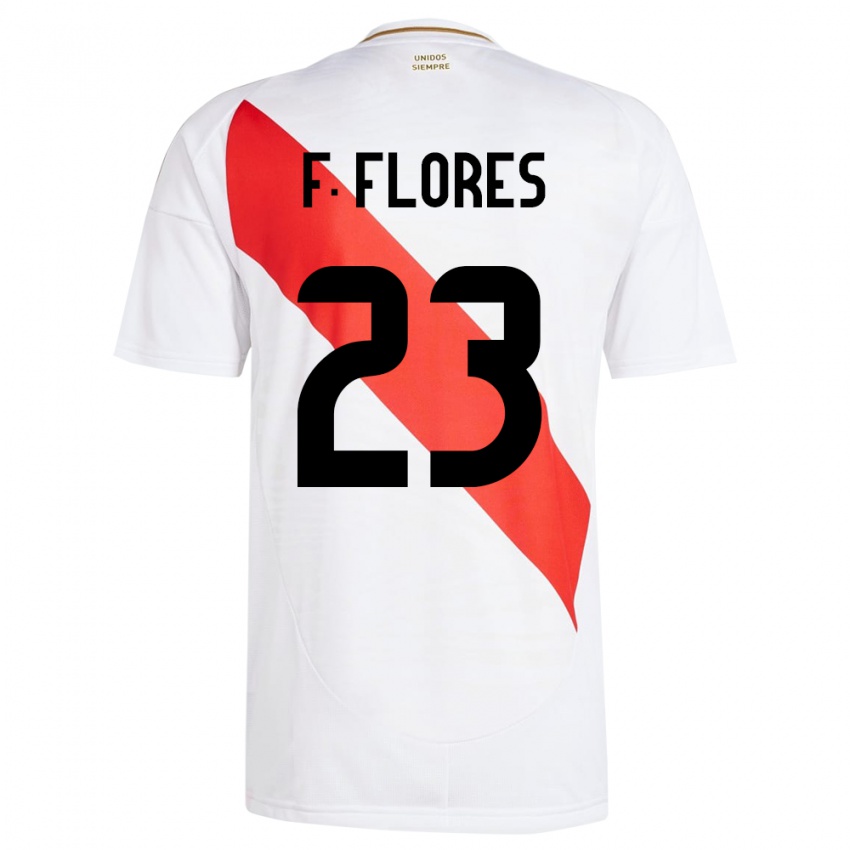 Hombre Camiseta Perú Franchesco Flores #23 Blanco 1ª Equipación 24-26 La Camisa Chile