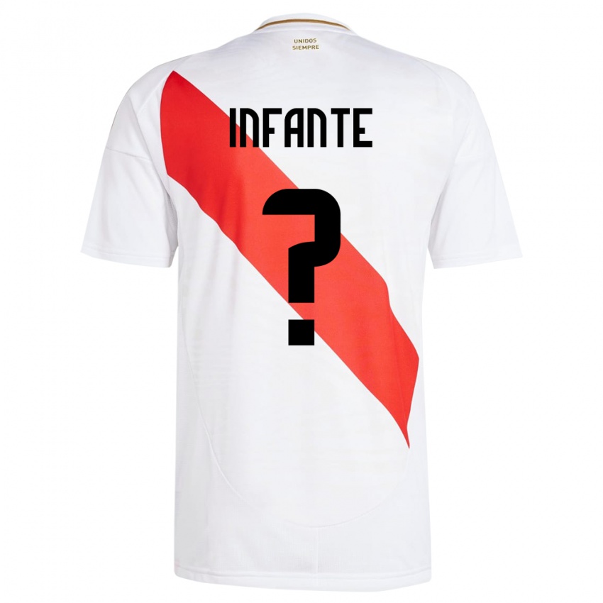 Hombre Camiseta Perú Maycol Infante #0 Blanco 1ª Equipación 24-26 La Camisa Chile