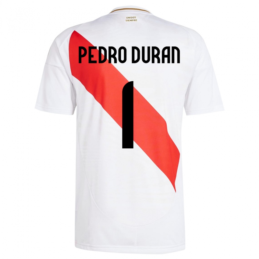 Hombre Camiseta Perú Juan Pedro Durán #1 Blanco 1ª Equipación 24-26 La Camisa Chile
