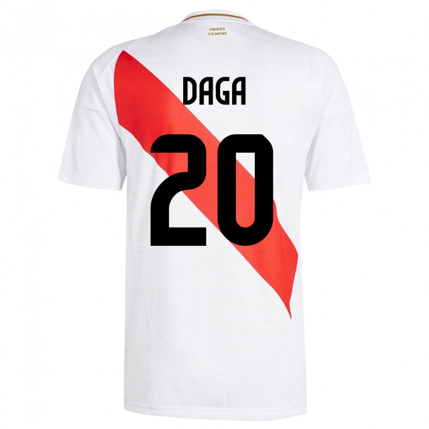 Hombre Camiseta Perú Azucena Daga #20 Blanco 1ª Equipación 24-26 La Camisa Chile