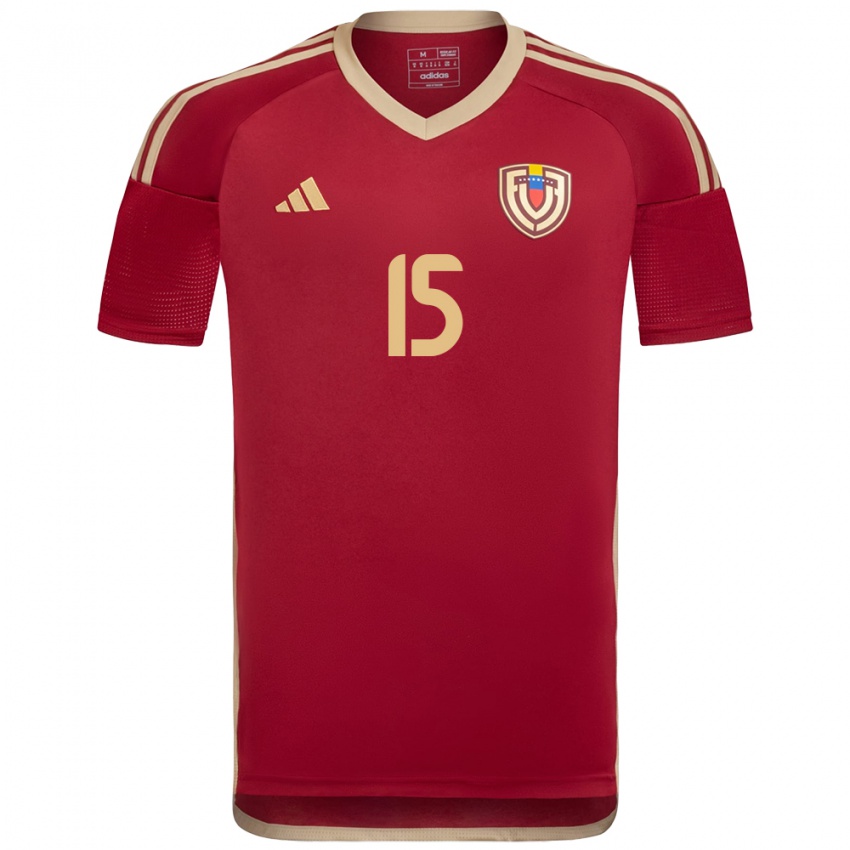 Hombre Camiseta Venezuela Cesar Da Silva #15 Borgoña 1ª Equipación 24-26 La Camisa Chile