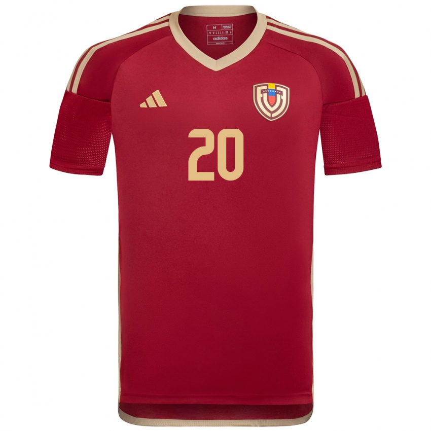 Hombre Camiseta Venezuela Rómulo Otero #20 Borgoña 1ª Equipación 24-26 La Camisa Chile