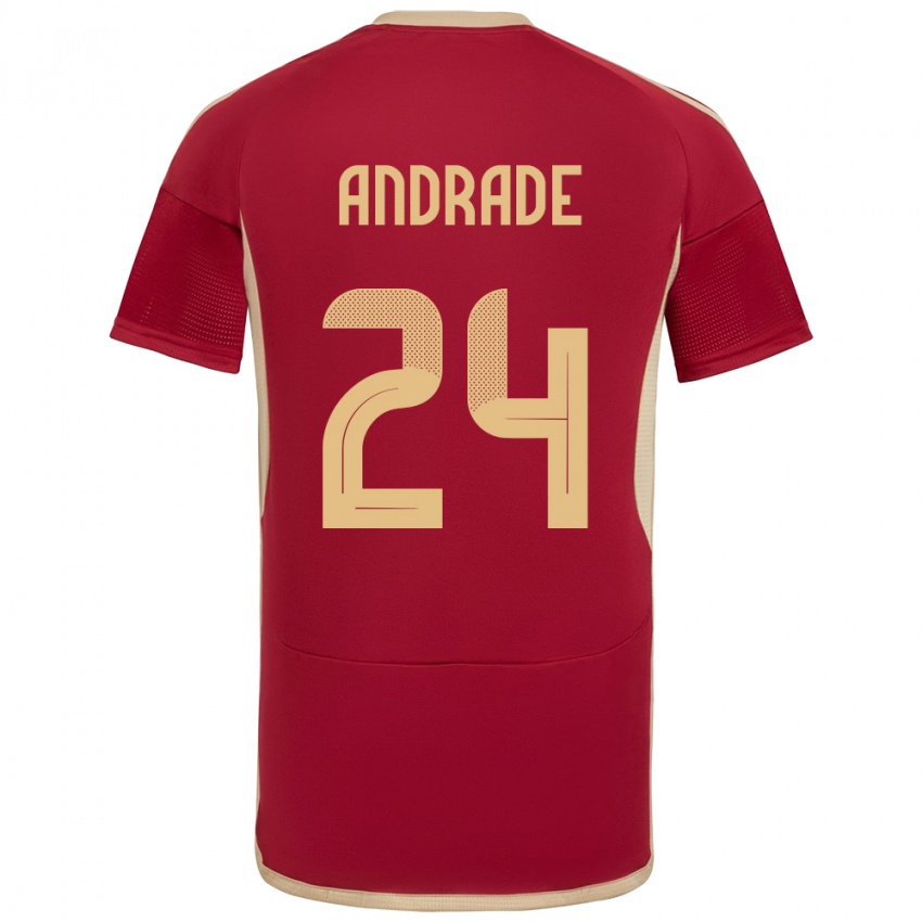 Hombre Camiseta Venezuela Kervin Andrade #24 Borgoña 1ª Equipación 24-26 La Camisa Chile