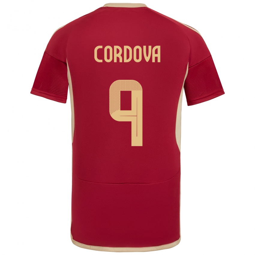 Hombre Camiseta Venezuela Sergio Córdova #9 Borgoña 1ª Equipación 24-26 La Camisa Chile