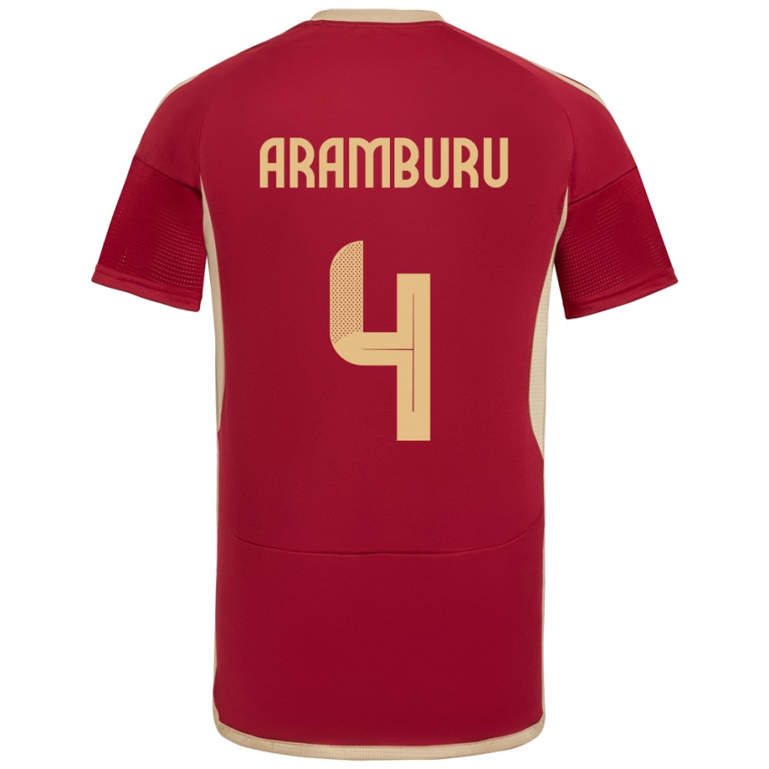 Hombre Camiseta Venezuela Jon Aramburu #4 Borgoña 1ª Equipación 24-26 La Camisa Chile