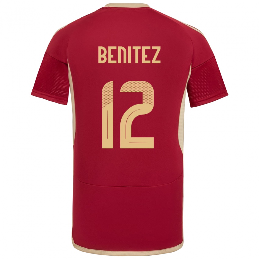 Hombre Camiseta Venezuela Frankarlos Benítez #12 Borgoña 1ª Equipación 24-26 La Camisa Chile