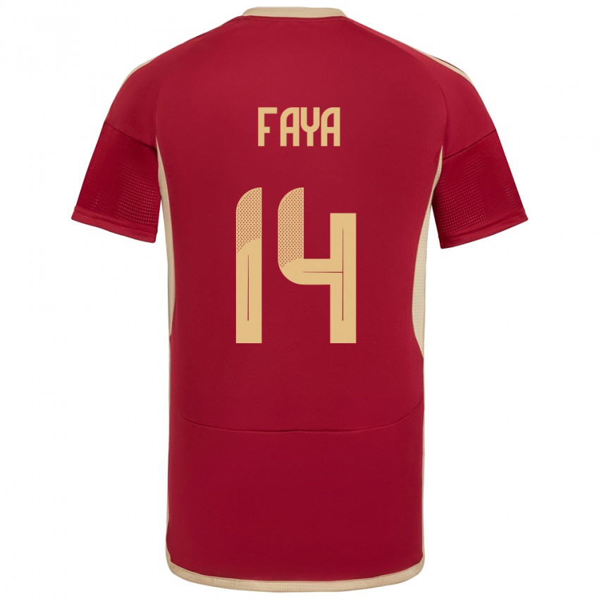 Hombre Camiseta Venezuela Carlos Faya #14 Borgoña 1ª Equipación 24-26 La Camisa Chile