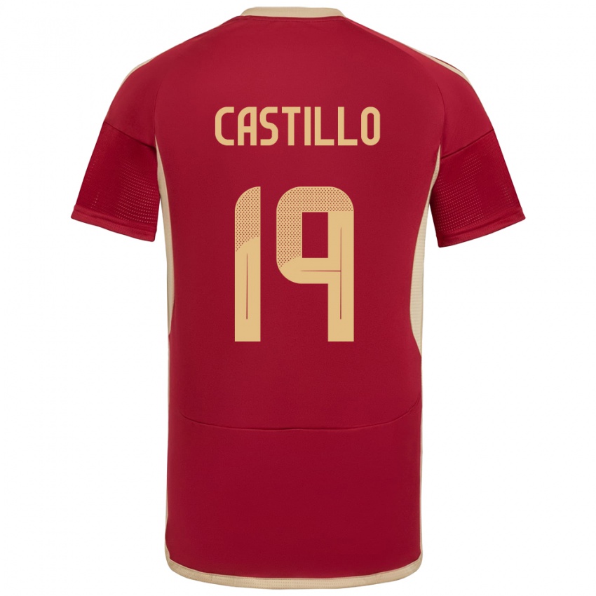 Hombre Camiseta Venezuela Bryan Castillo #19 Borgoña 1ª Equipación 24-26 La Camisa Chile