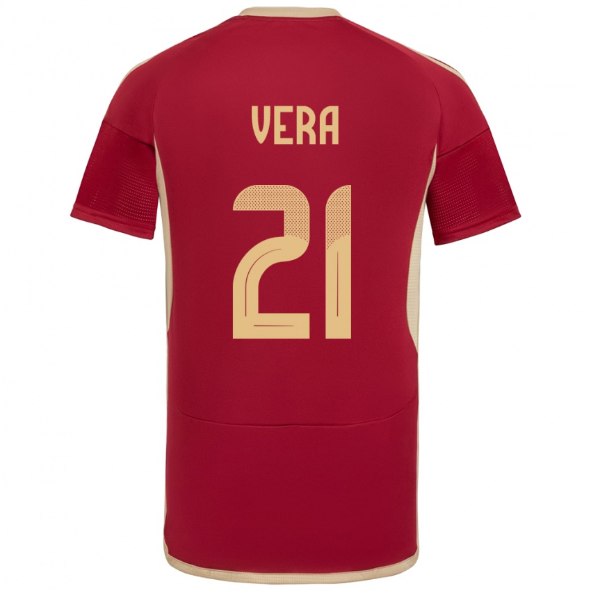 Hombre Camiseta Venezuela Andry Vera #21 Borgoña 1ª Equipación 24-26 La Camisa Chile