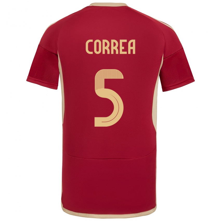 Hombre Camiseta Venezuela José Correa #5 Borgoña 1ª Equipación 24-26 La Camisa Chile