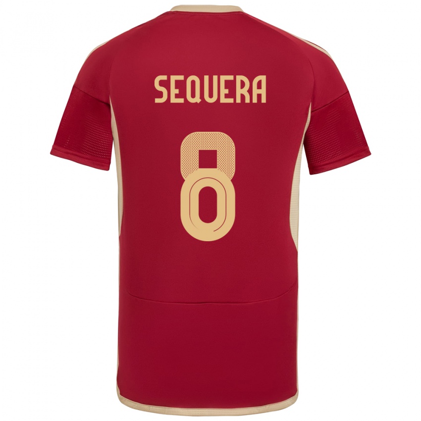 Hombre Camiseta Venezuela Giovanny Sequera #8 Borgoña 1ª Equipación 24-26 La Camisa Chile