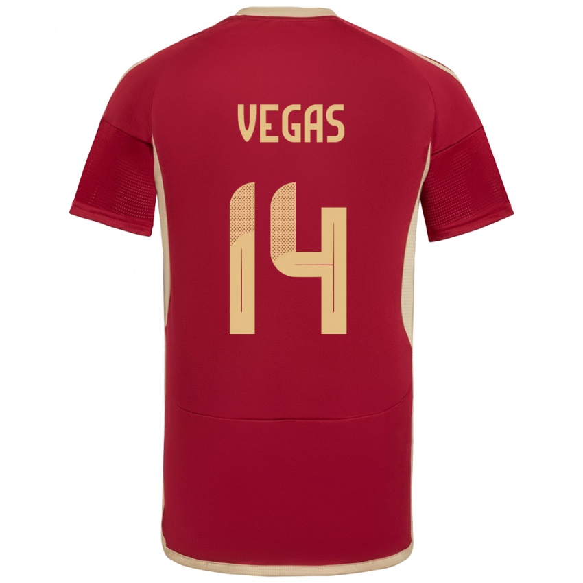 Hombre Camiseta Venezuela Miguel Vegas #14 Borgoña 1ª Equipación 24-26 La Camisa Chile