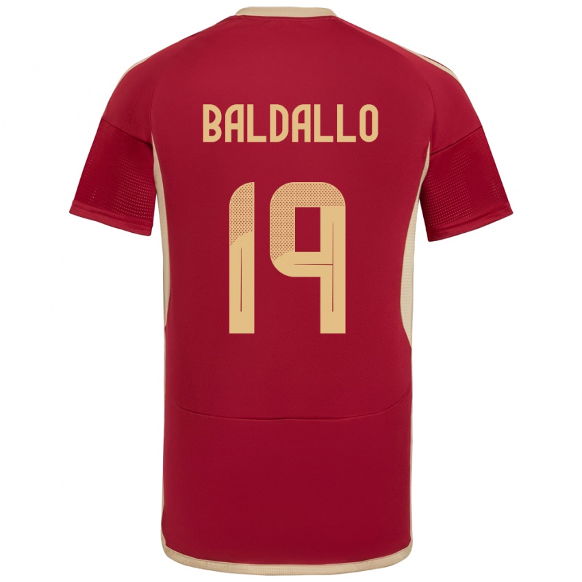 Hombre Camiseta Venezuela Micheel Baldallo #19 Borgoña 1ª Equipación 24-26 La Camisa Chile