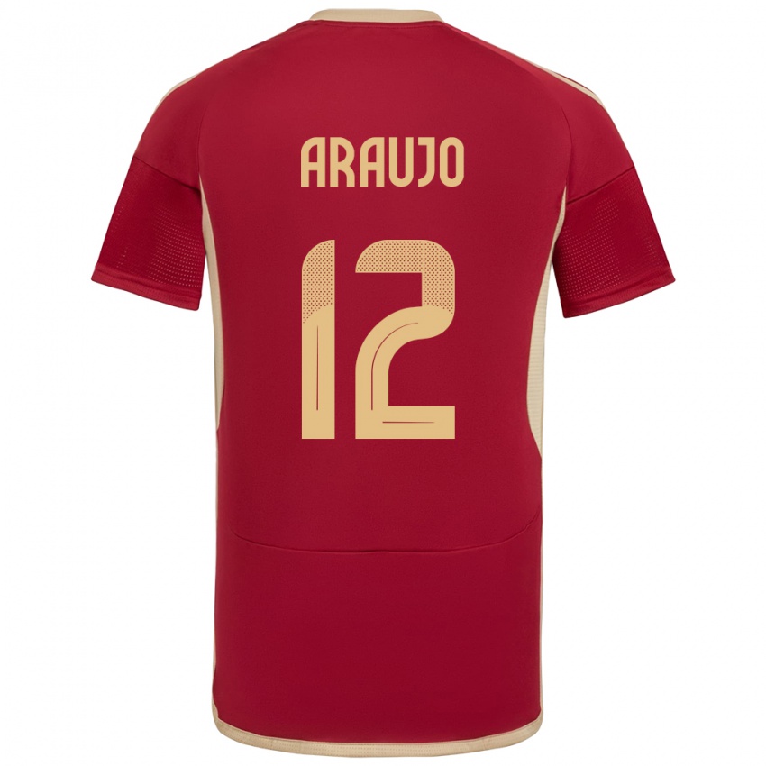 Hombre Camiseta Venezuela Sabrina Araujo #12 Borgoña 1ª Equipación 24-26 La Camisa Chile