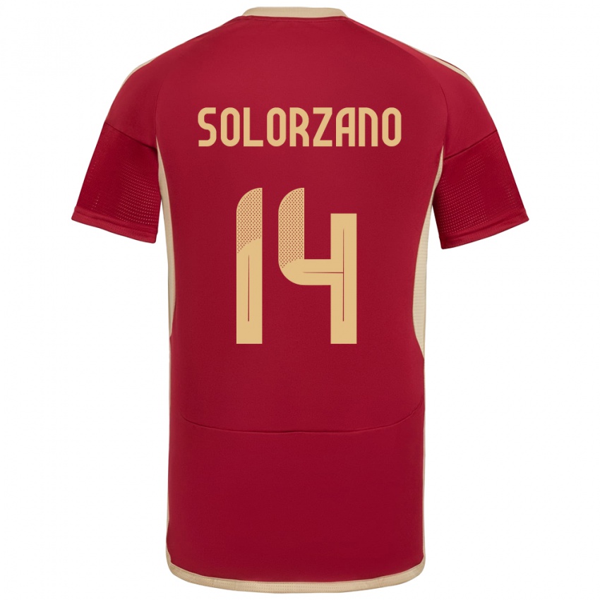 Hombre Camiseta Venezuela Fabiola Solórzano #14 Borgoña 1ª Equipación 24-26 La Camisa Chile