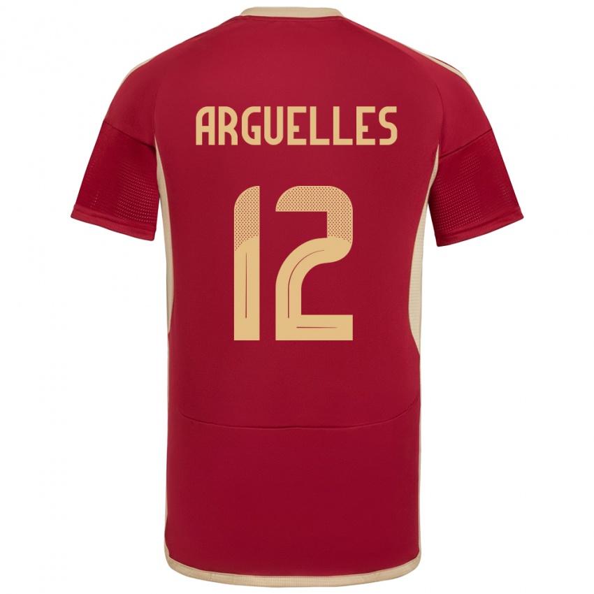 Hombre Camiseta Venezuela Wilmary Argüelles #12 Borgoña 1ª Equipación 24-26 La Camisa Chile