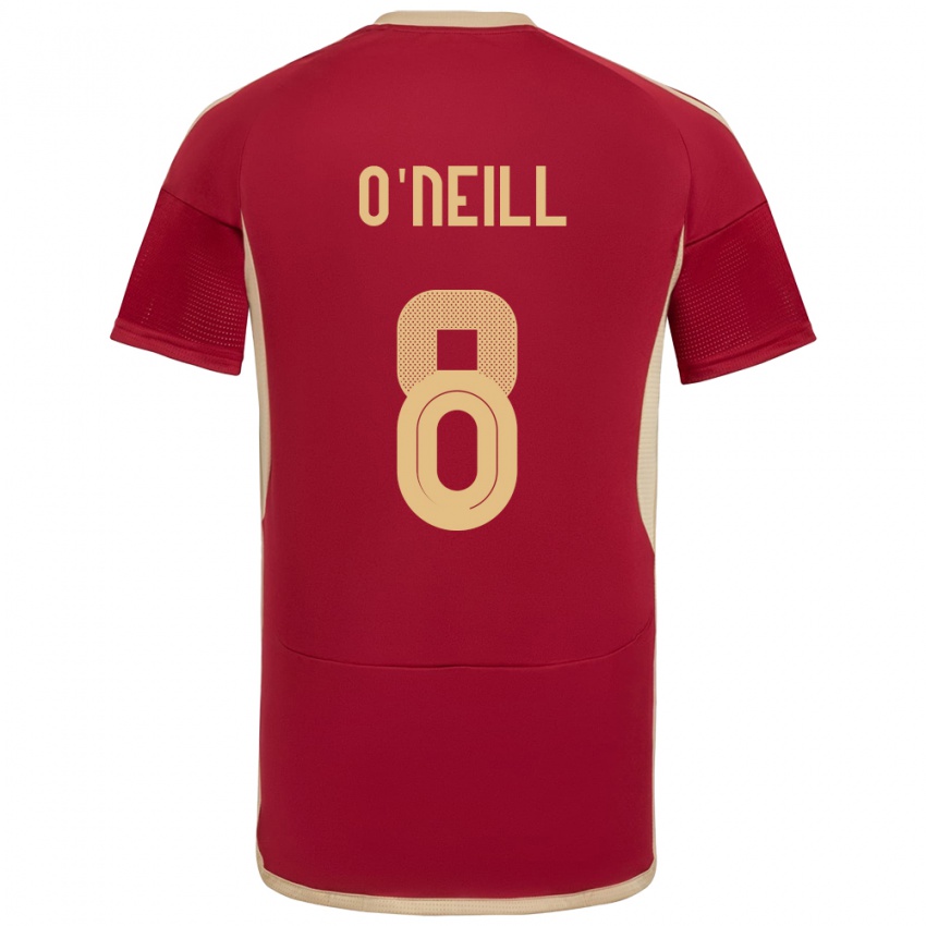 Hombre Camiseta Venezuela Sonia O'neill #8 Borgoña 1ª Equipación 24-26 La Camisa Chile