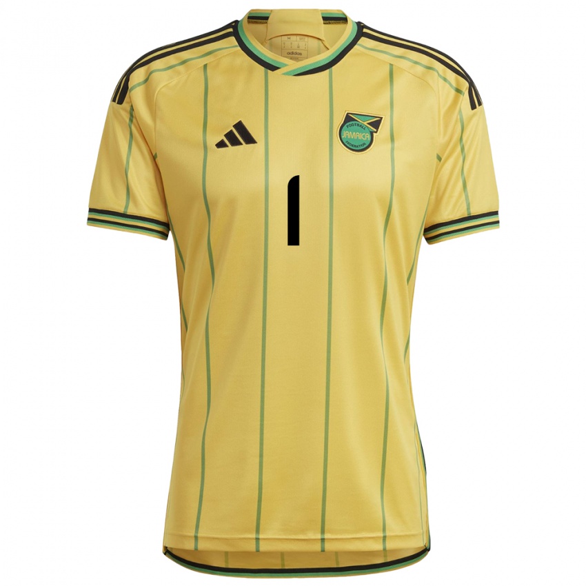 Hombre Camiseta Jamaica Akeem Bernard #1 Amarillo 1ª Equipación 24-26 La Camisa Chile