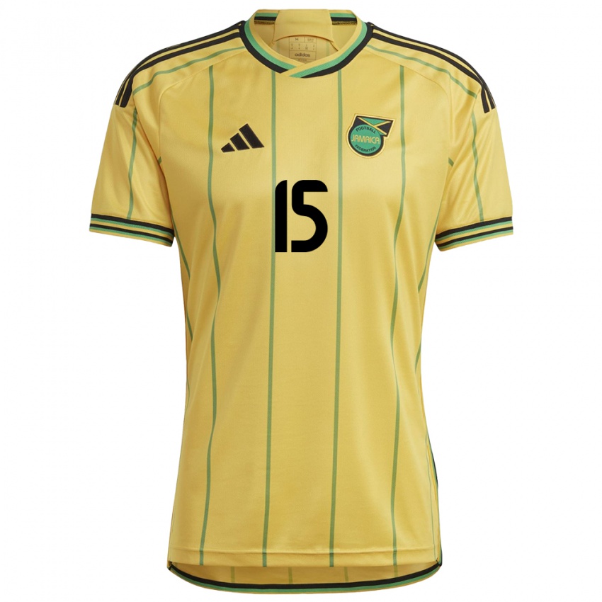 Hombre Camiseta Jamaica Mikayla Dayes #15 Amarillo 1ª Equipación 24-26 La Camisa Chile