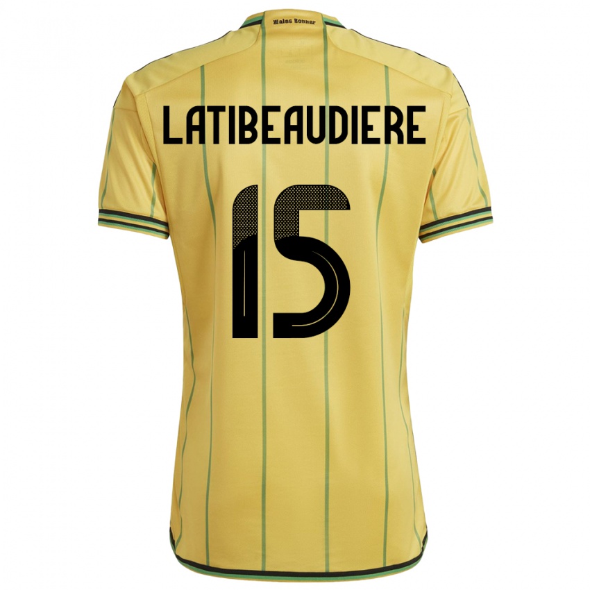 Hombre Camiseta Jamaica Joel Latibeaudiere #15 Amarillo 1ª Equipación 24-26 La Camisa Chile