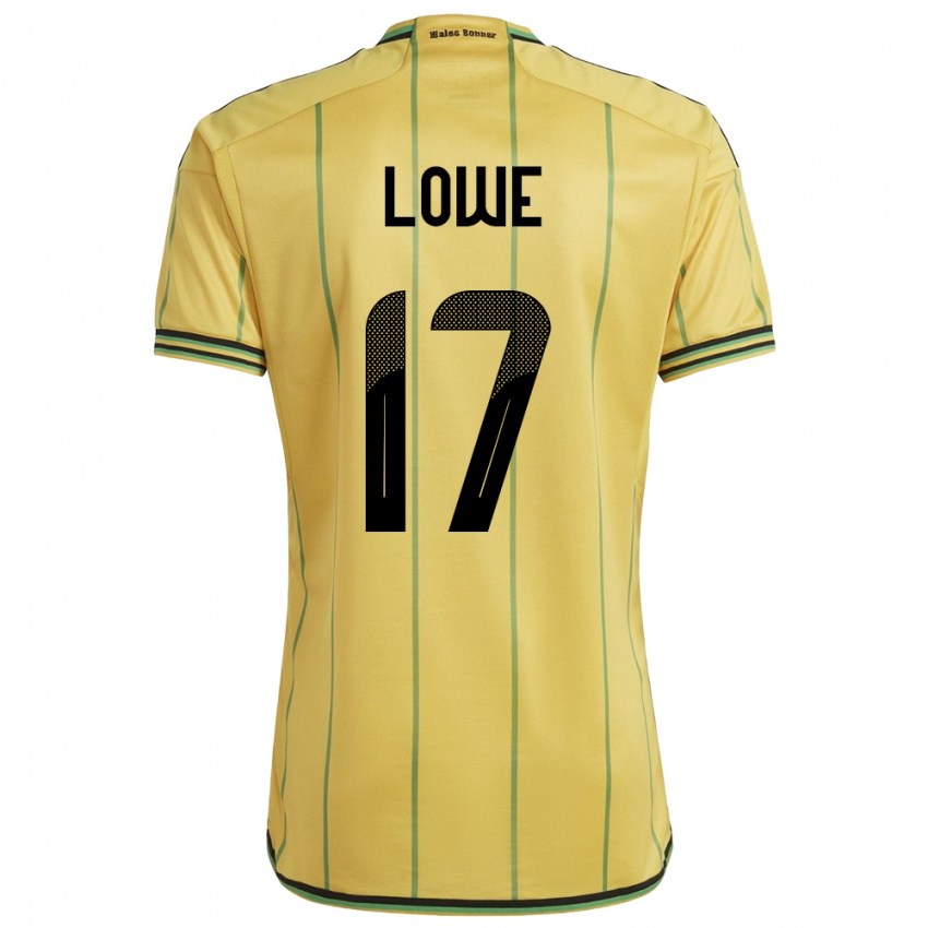 Hombre Camiseta Jamaica Damion Lowe #17 Amarillo 1ª Equipación 24-26 La Camisa Chile