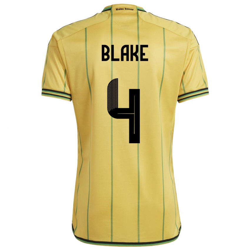 Hombre Camiseta Jamaica Romain Blake #4 Amarillo 1ª Equipación 24-26 La Camisa Chile