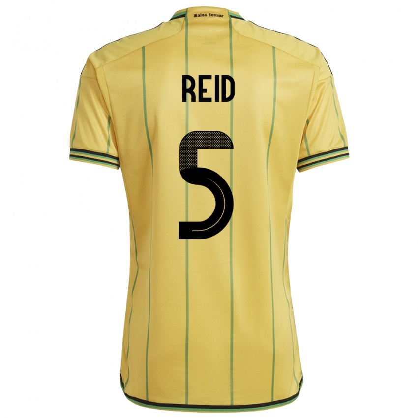Hombre Camiseta Jamaica Adrian Reid #5 Amarillo 1ª Equipación 24-26 La Camisa Chile
