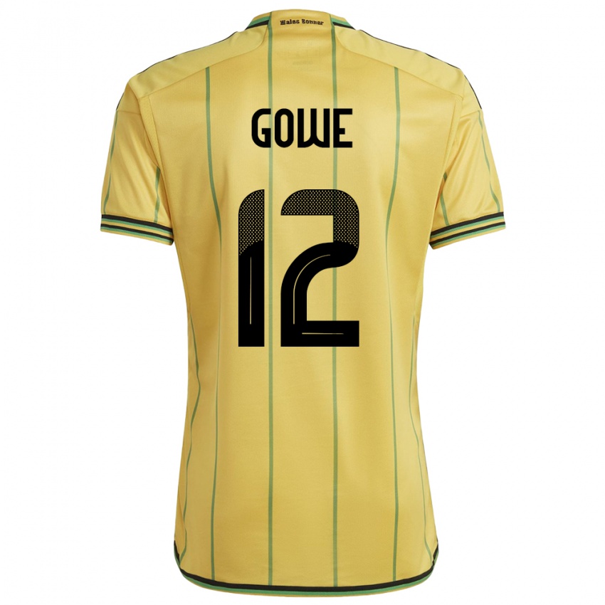 Hombre Camiseta Jamaica Tyrese Gowe #12 Amarillo 1ª Equipación 24-26 La Camisa Chile