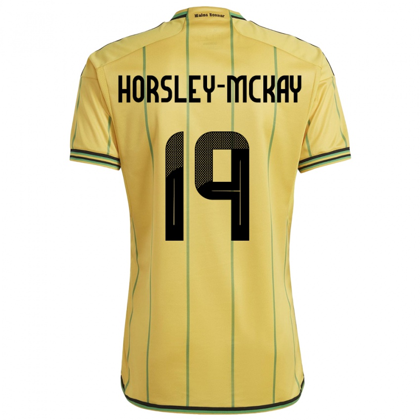 Hombre Camiseta Jamaica Kyron Horsley-Mckay #19 Amarillo 1ª Equipación 24-26 La Camisa Chile