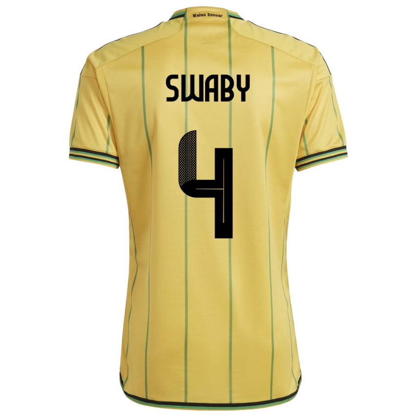 Hombre Camiseta Jamaica Chantelle Swaby #4 Amarillo 1ª Equipación 24-26 La Camisa Chile