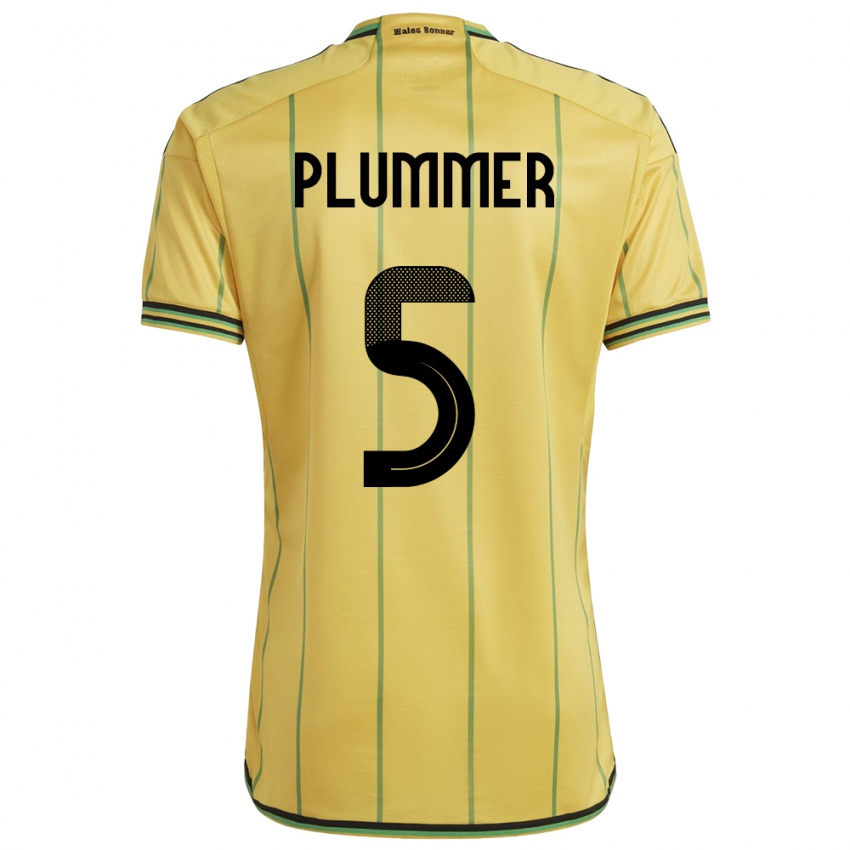 Hombre Camiseta Jamaica Konya Plummer #5 Amarillo 1ª Equipación 24-26 La Camisa Chile