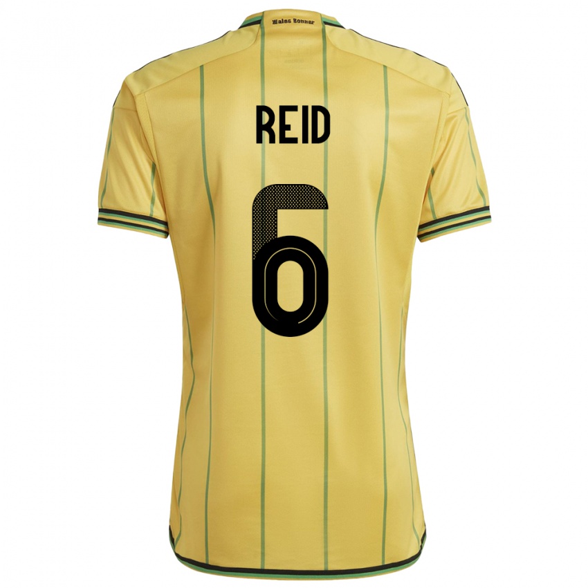 Hombre Camiseta Jamaica Lauren Reid #6 Amarillo 1ª Equipación 24-26 La Camisa Chile