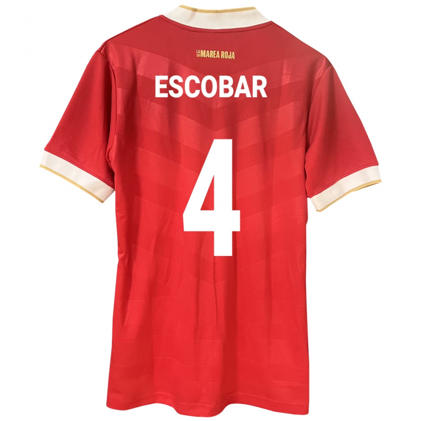 Hombre Camiseta Panamá Fidel Escobar #4 Rojo 1ª Equipación 24-26 La Camisa Chile