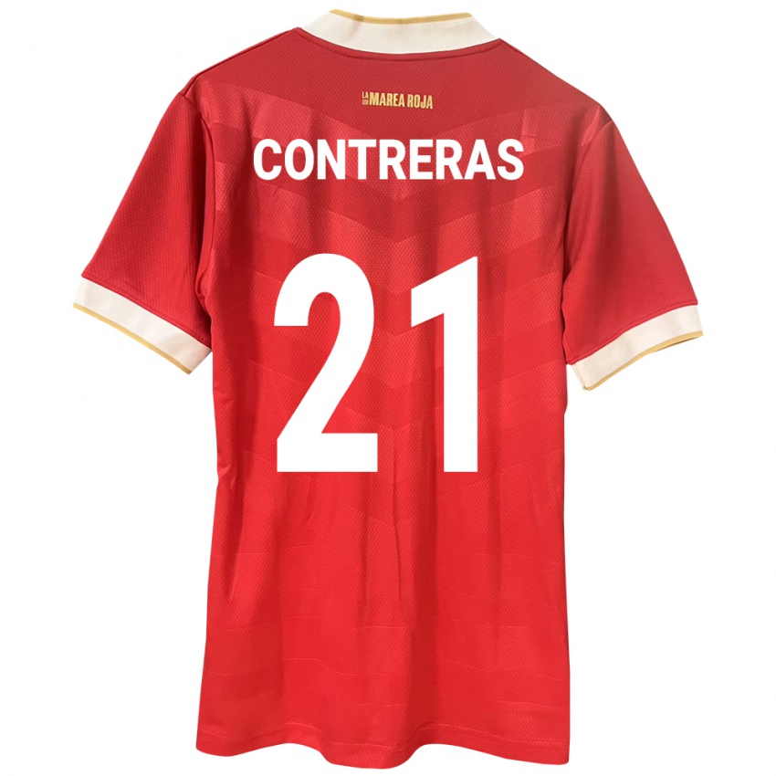 Hombre Camiseta Panamá Davis Contreras #21 Rojo 1ª Equipación 24-26 La Camisa Chile