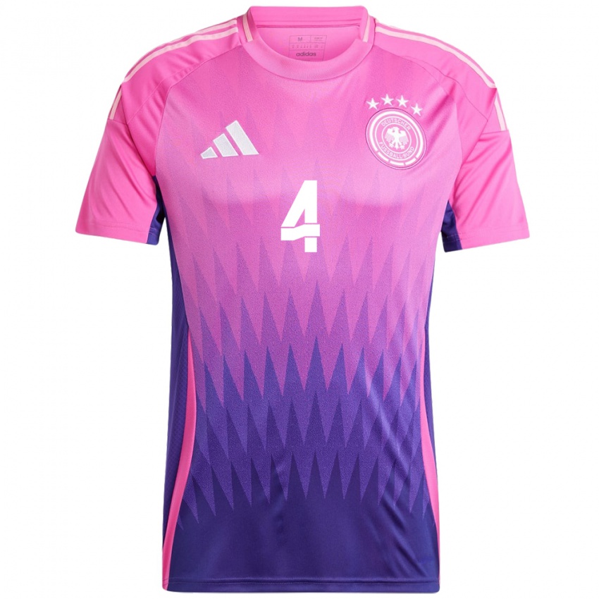 Hombre Camiseta Alemania Jonathan Tah #4 Rosado Morado 2ª Equipación 24-26 La Camisa Chile