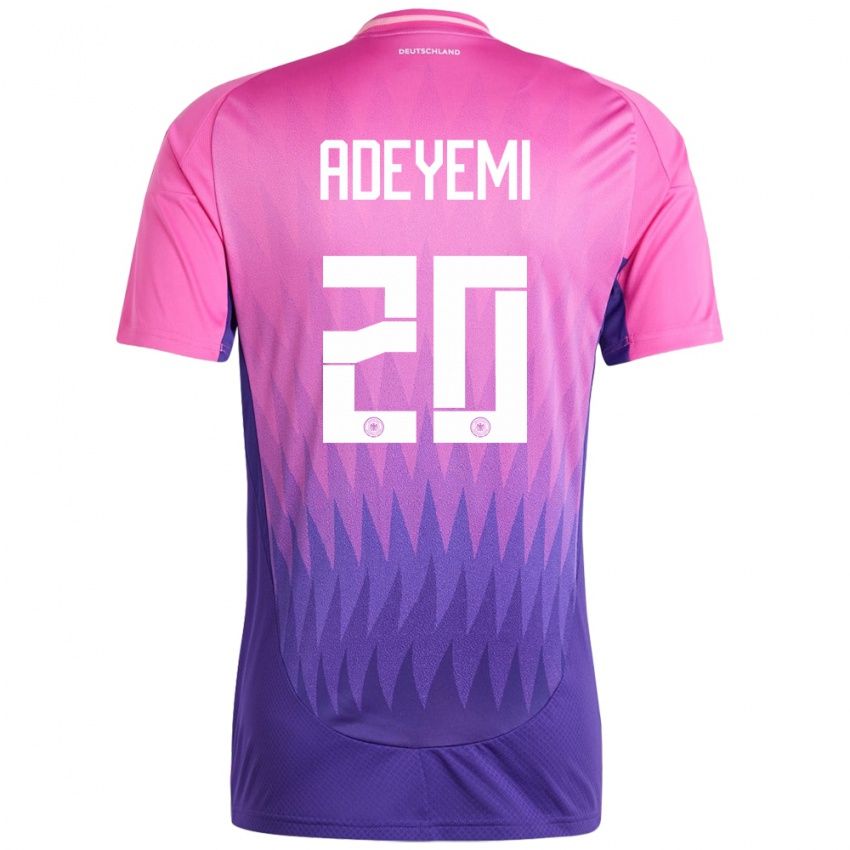 Hombre Camiseta Alemania Karim Adeyemi #20 Rosado Morado 2ª Equipación 24-26 La Camisa Chile