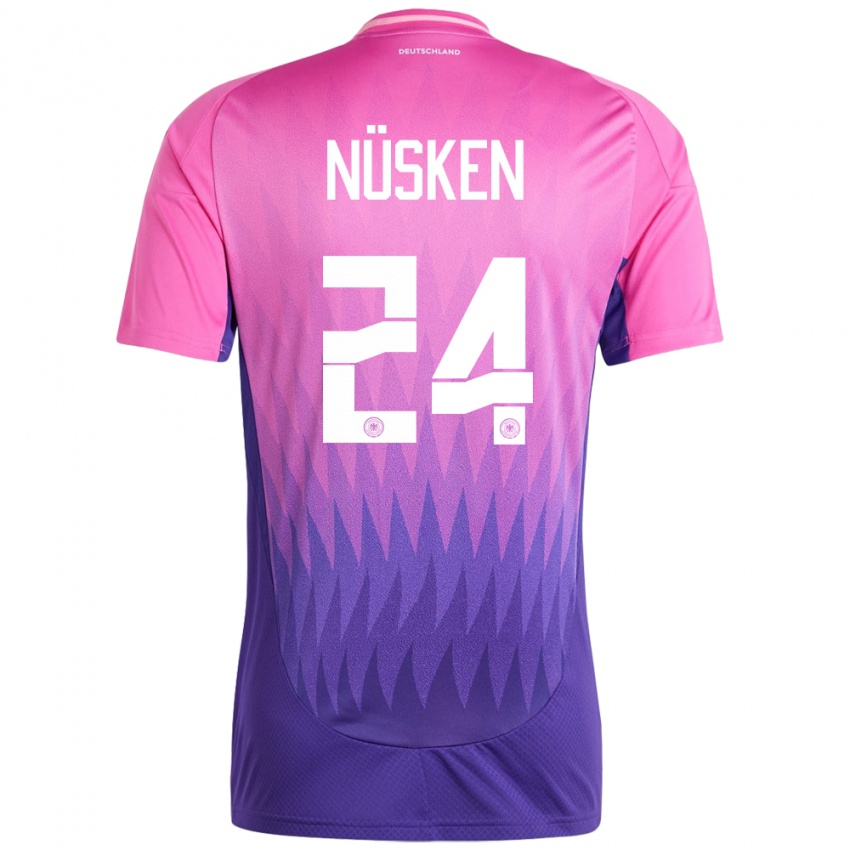 Hombre Camiseta Alemania Sjoeke Nusken #24 Rosado Morado 2ª Equipación 24-26 La Camisa Chile