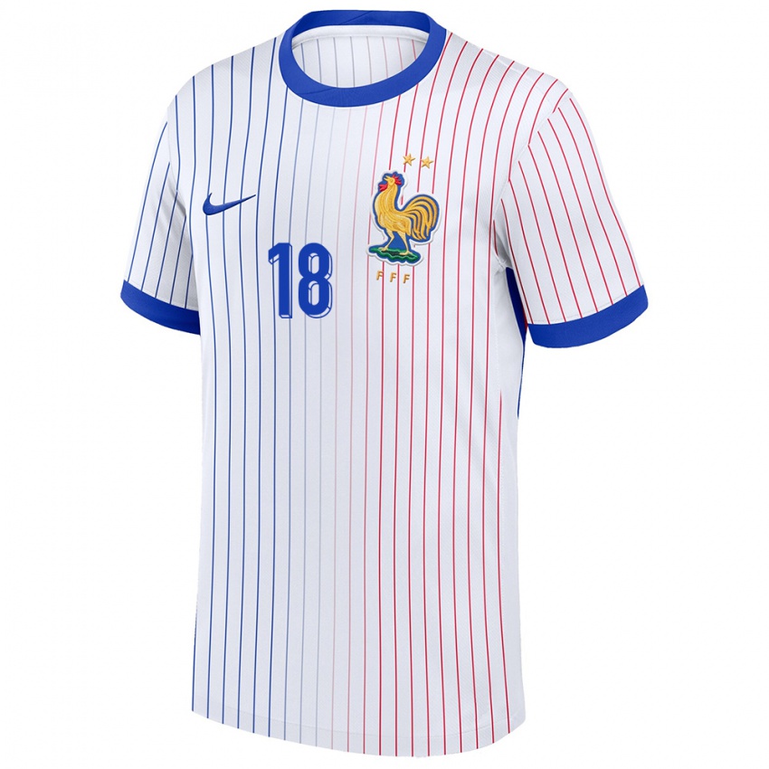 Hombre Camiseta Francia Jordan Varela #18 Blanco 2ª Equipación 24-26 La Camisa Chile