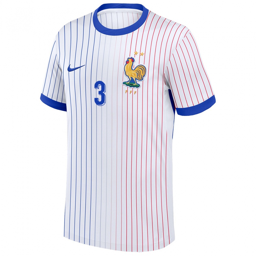 Hombre Camiseta Francia Jaouen Hadjam #3 Blanco 2ª Equipación 24-26 La Camisa Chile