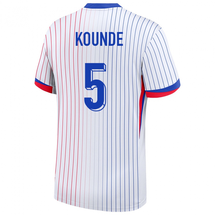 Hombre Camiseta Francia Jules Kounde #5 Blanco 2ª Equipación 24-26 La Camisa Chile