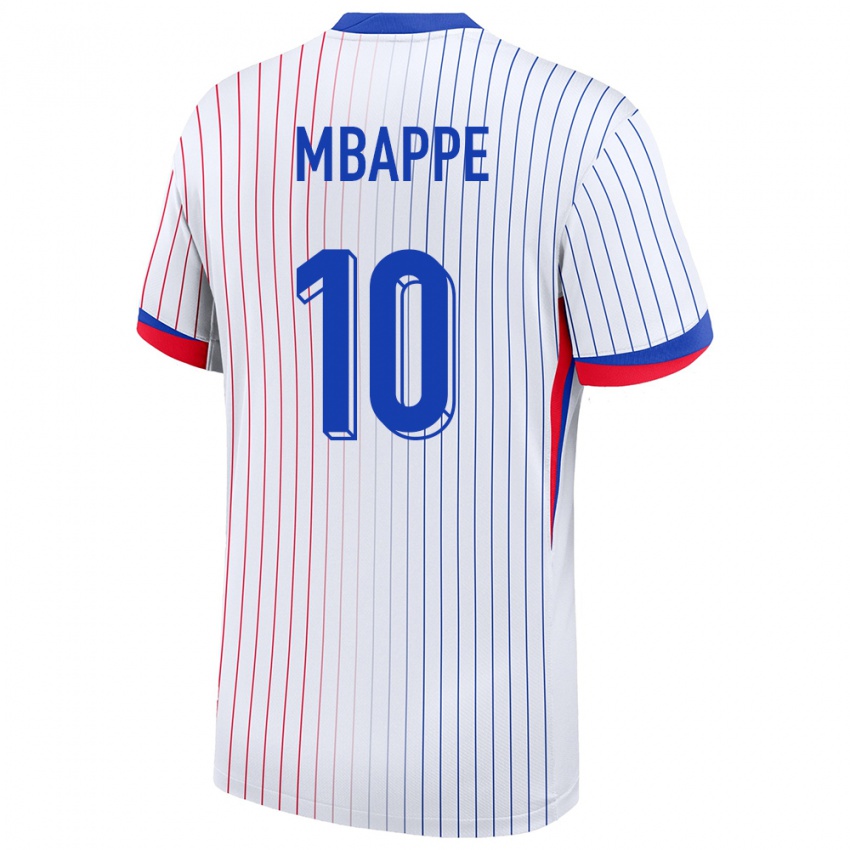 Hombre Camiseta Francia Kylian Mbappe #10 Blanco 2ª Equipación 24-26 La Camisa Chile
