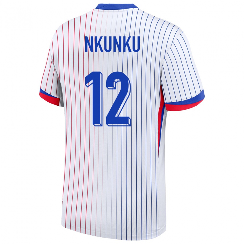 Hombre Camiseta Francia Christopher Nkunku #12 Blanco 2ª Equipación 24-26 La Camisa Chile